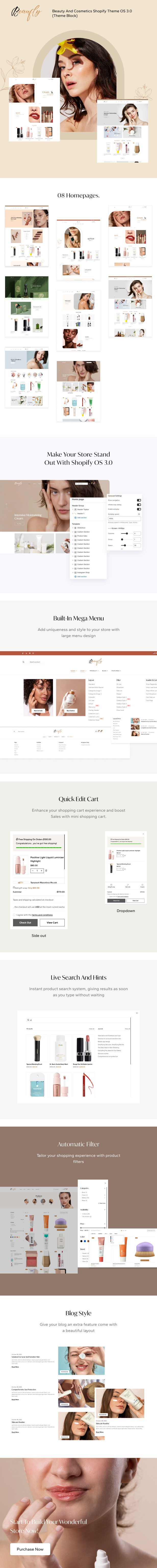 Beaufly - Beauty and Cosmetics Shopify Theme OS 3.0 (Theme Block)