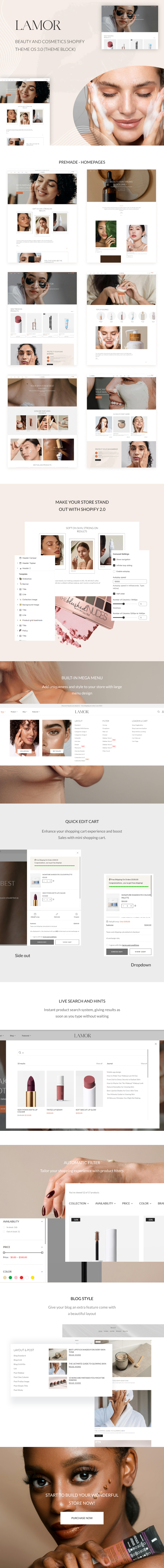 Lamor - Beauty and Cosmetics Shopify Theme OS 3.0 (Theme Block)